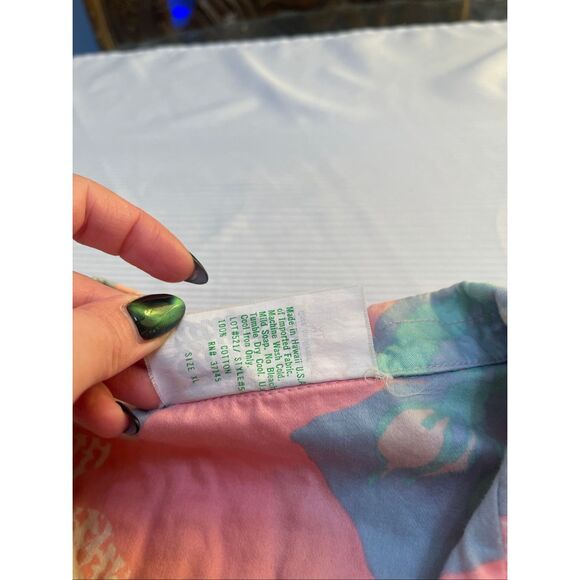 Hilo Hattie Hawaii Pink Vintage 80s Floral Short Sleeve Button Up Shirt Size XL - Picture 5 of 7